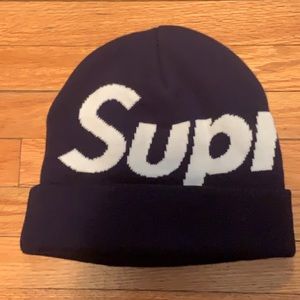 Supreme Big Logo Navy Beanie